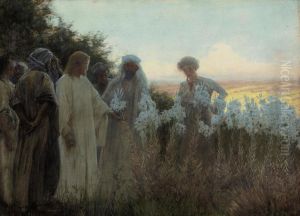 Christ In A Garden Of Lilies by Alfred Edward Emslie
