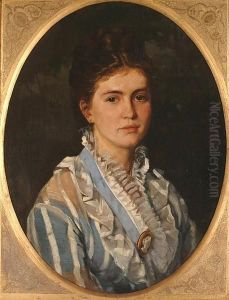 Portrait Of A Lady, Bust-length, Wearing A Cameo Brooch.