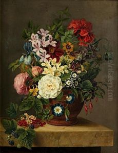 Vase De Fleurs Sur Un Entablement