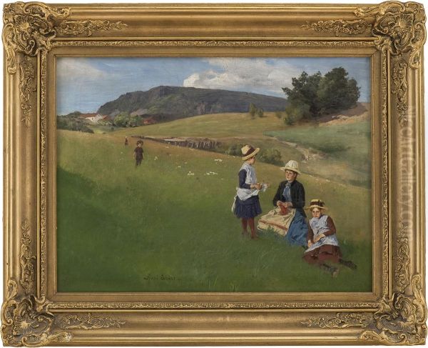 Landscape Scene With Woman And Children - view 1