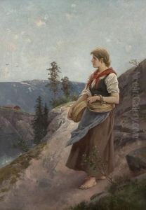 Girl Carrying Wooden Boxes by Axel Ender