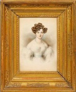 Biedermeier-bildniseiner Jungen Eleganten Dame by Johann Nepomuk Ender