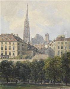 Blick Auf Den Stephansdom Vom Glacis Aus by Thomas Ender