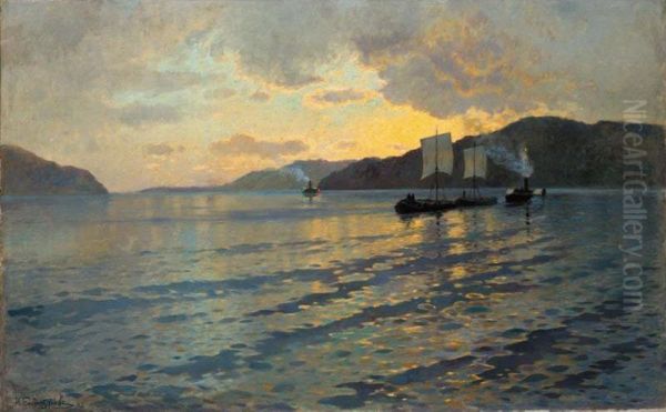 Steamers At Dusk - view 1