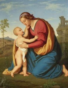 Madonna With Christ In Front Of A Landscape