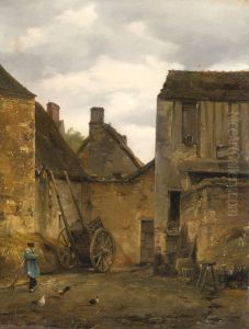 Cour De Ferme by Augustin Enfantin