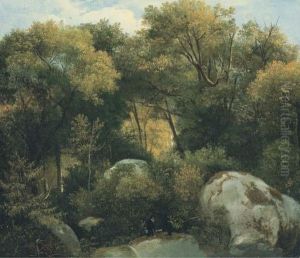 Promeneur Dans La Foret De Fontainebleau by Augustin Enfantin