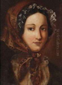 Portrait De Jeune Fille. by Marius Engaliere