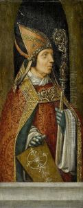 Two Wings Of A Triptych With Saint Martha With A Dragon And A Saint With A Bishop's Staff. by Cornelis Engebrechtsz
