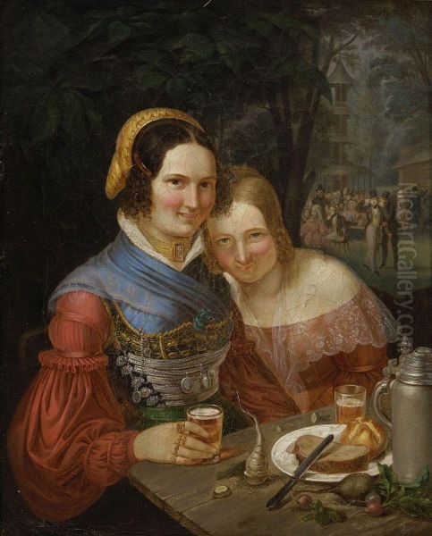 Zwei Munchner Madchen Im Englischen Garten - view 1