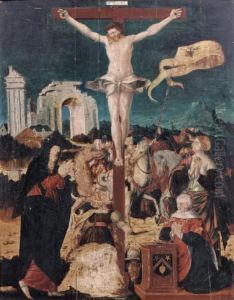 Donateurs Autour De La Crucifixion by Cornelius Engelbrechtsz
