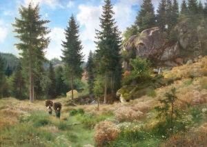 Harzlandschaft Mit Reisigsammlerinnen