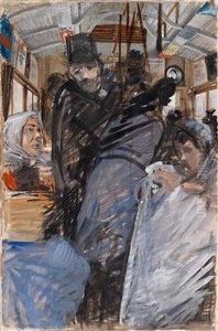 In Der Strasenbahn by Josef Engelhart