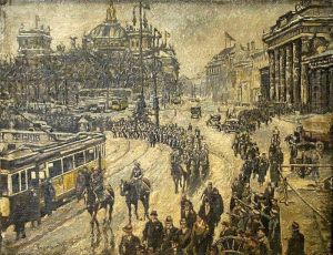 Aufmarsch Amplatz Der Republik Mit Reichstag Und Brandenburger Tor by Josef Engelhart