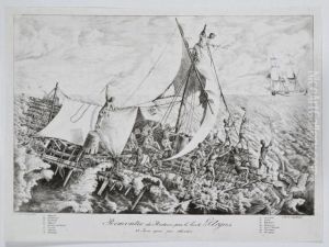 Rencontre Du Radeau Par Le Brick L'argus / 13 Jours Apres Sonabandon. by Gottfried or Godefroy Engelmann