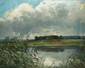A Landscape With A Lake by Ferdinand Engelmuller