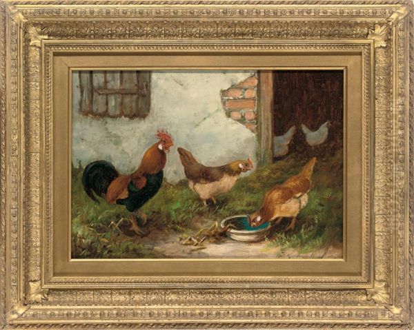 Feeding Time; And Chickens In The Yard - view 1