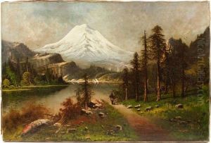 Indian In A Mountainous Westernlandscape by John Joseph Englehardt
