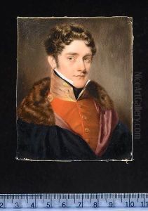 A Officer, Wearing Scarlet Coatee, With Gold Collar Laced Overall And Buttons With Gr Motif, Blue Fur-collared Cloak With Purple Lining. by John Cox Dillman Engleheart