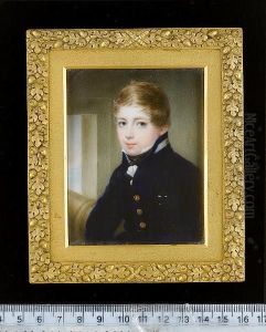 Augustus Morgan R.n., As A Young Midshipman, Wearing Blue Uniform, The Gold Buttons Stamped With Anchors, Frilled White Chemise And Tied Black Stock, A Cannon And Gun Port In The Background by John Cox Dillman Engleheart