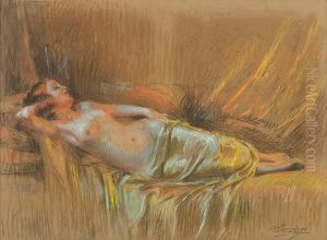 Femme Nue Allongee (nude Woman Reclining) by Delphin Enjolras