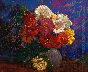 Zinnias by Augustus William Enness