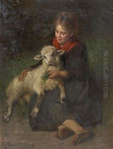 Madchen Mit Schaf by Rudolf Epp