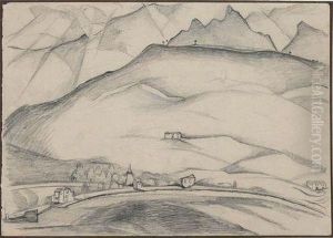 Paesaggio Montano E Paese by Carlo Erba