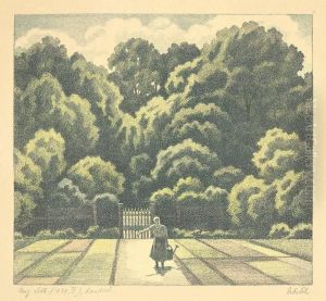 Feldweg Bei Irschhausen, Das Haus Des Kunstlers Im Hintergrund / Frau Mit Giesskanne by Adolf Erbsloh