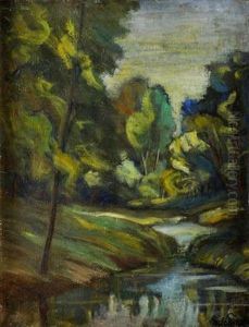 Lesna Krajina S Potokom by Bela Erdelyi
