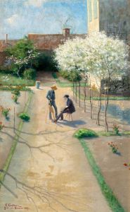 Friluftsmalare Och Blommande Frukttrad, Grez by Elias Erdtman