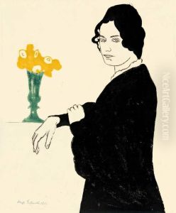 Adele Zwintscher Mit Blumenvase by Hugo Erfurth
