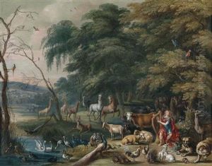 Orpheus Enchanting Trees And Animals With His Lyre Playing