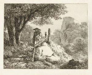 Wanderer In Einer Felsenlandschaft by Johann Christoph Erhard