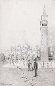 View Of The Campanile And Piazza San Marco, Vencie by Nelly Erichsen