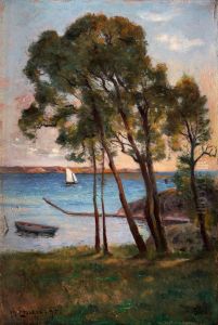 Coastal View From Saro With Sailboat by Johan Erik Ericson