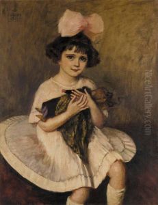 Portrait Of A Young Girl With Pink Ribbon