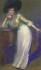Portrait Of A Lady Holding A Pink Carnation