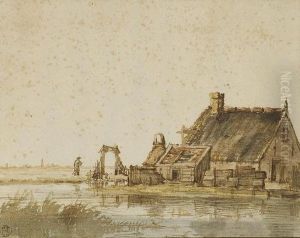 Une Chaumiere Au Bord De L'eau by Anthonie Erkelens