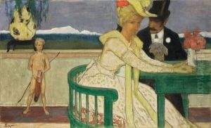 Paar Am Tisch Mit Amor by Fritz Erler