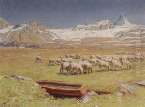 Schafherde Im Gebirge by Erich Erler-Samaden