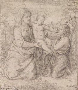 Madonna With Boy Jesus And St. John The Baptist;madonna With Child by Joseph Ernst Tunner