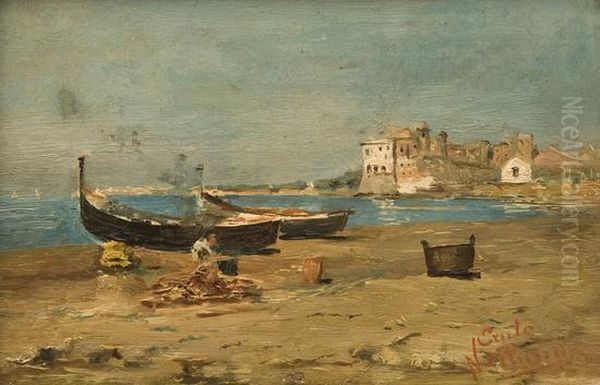 Veduta Di Nettuno Con Pescatori E Barche A Riva - view 1