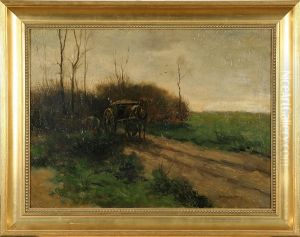 Landskap Med Hastekipage, Signerad by Adolphe Pieter Errens Van Weezel