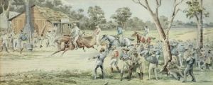 Horse Race At The Stockman Hotel by Arthur Esam