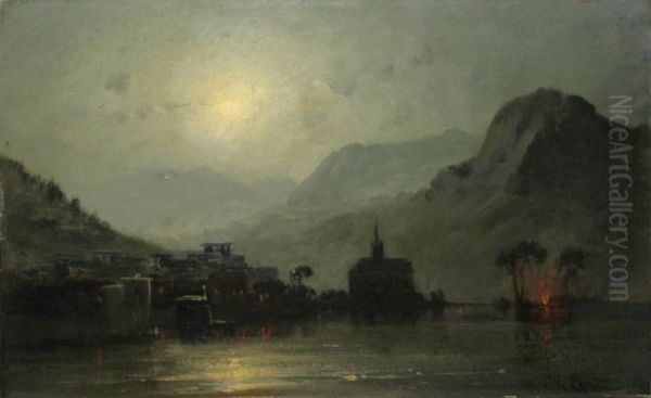 Vue Du Lac De Geneve Au Clair De Lune - view 1