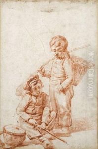 Junger Mann Mit Pfeife Vor Tonne by Maurice Dit Joannes Esnault