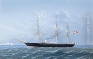 A Danish Steamship In The Mediterranean by Gaetano Esposito