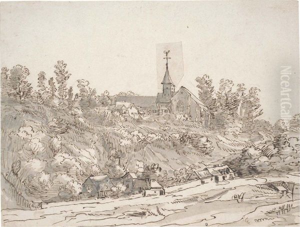 View Of A Village With A Church Spire - view 1