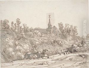 View Of A Village With A Church Spire by Jacob Esselens